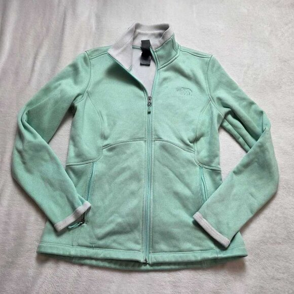 Women's M The North Face sea foam green full zip fleece jacket swaeter - Picture 1 of 12